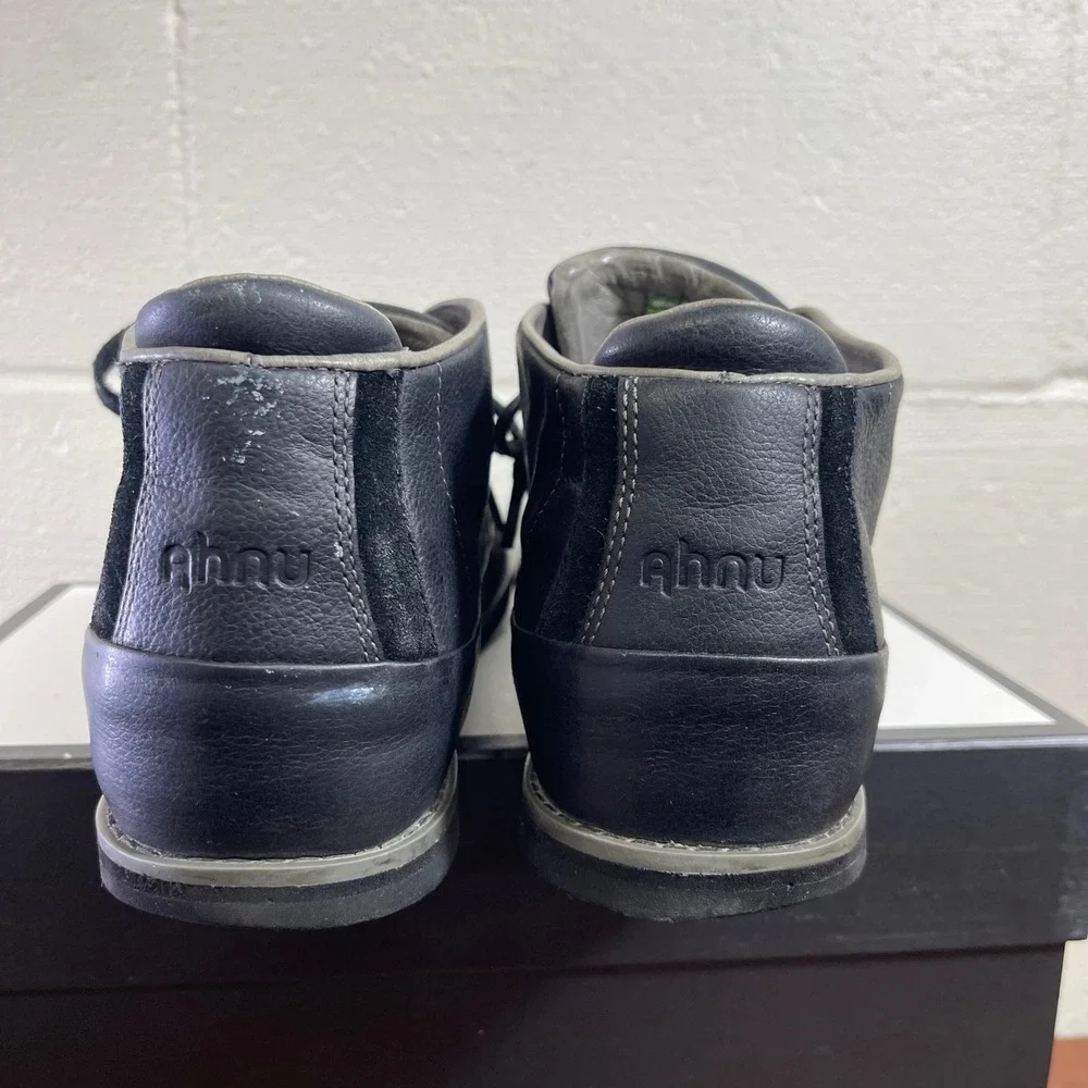 Ahnu AF2446BLK Chukka Ankle Boots Black Leather Lace Up Men's Size 13 US